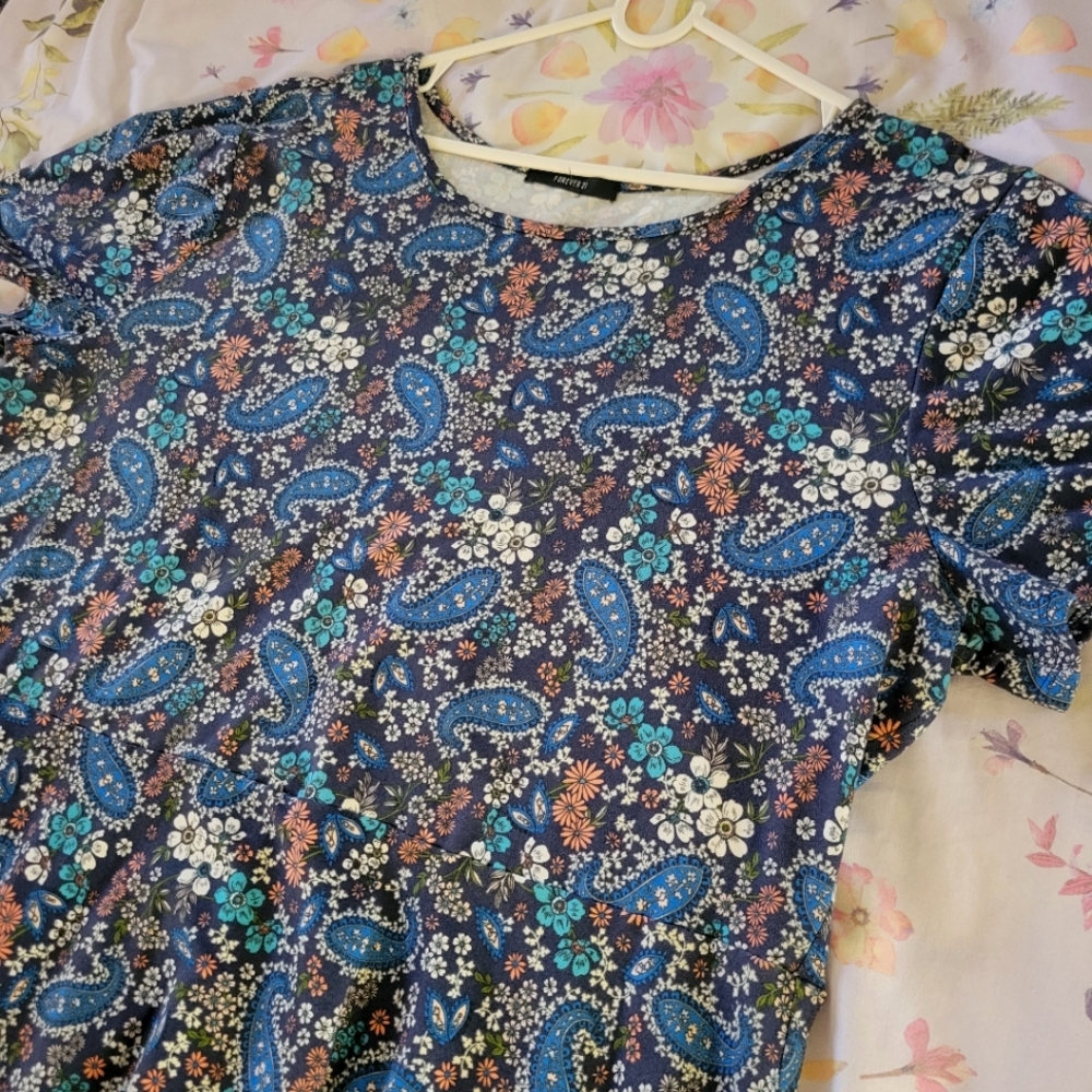 Forever 21 Plus Blue Paisley Dress